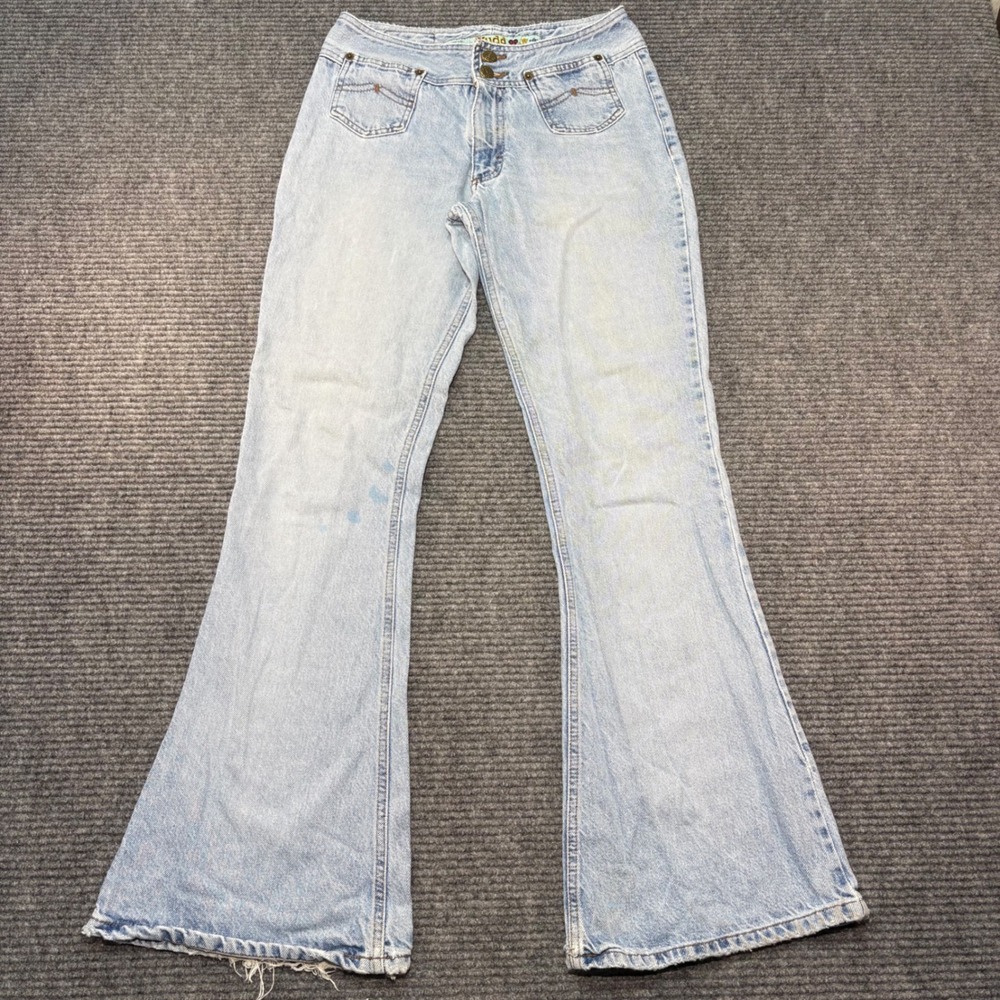 Vintage Mudd Flare Jeans Light Wash Y2K Wide Leg Double Button Size 5 MD 2024